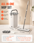 VEVOR FreshPress Mop & Bucket System + 3 Microfiber Washable Pads
