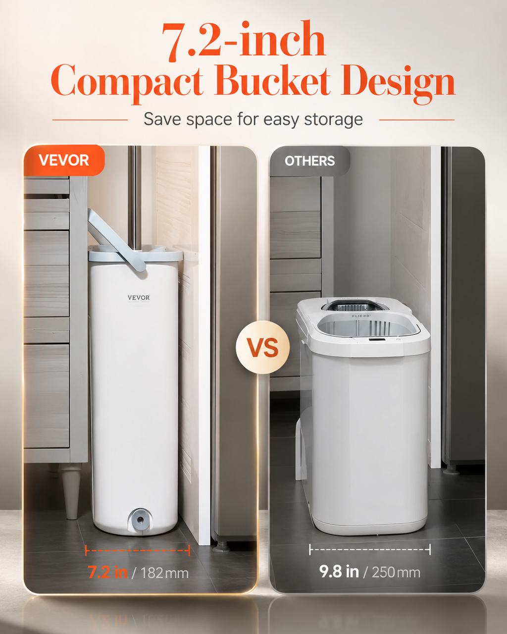 VEVOR FreshPress Mop & Bucket System + 3 Microfiber Washable Pads