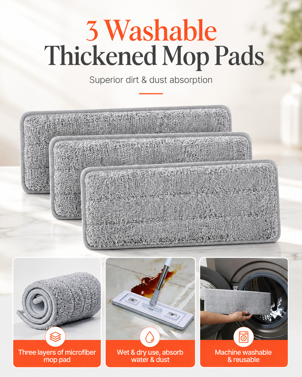VEVOR FreshPress Mop & Bucket System + 3 Microfiber Washable Pads